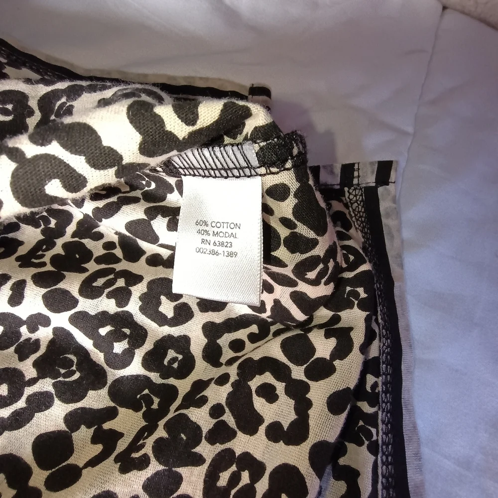 Christopher & Banks 3/4 sleeve striped leopard print shirt size L petite
